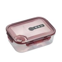 Microwave Safe Plastic Bento Lunch Box with Multiple Compartments Leakproof Food Storage Container for Student Office Portable Meal Prep one size raudona