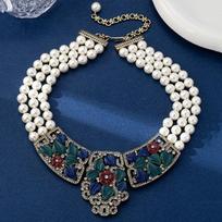 European Heavy Industry Luxurious High-Class Colorful Flowers Gemstone Retro Women's Necklace balta