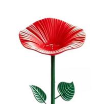 Flower Hummingbird Water Feeder Metal Garden Post Bee Watering Station And Butterfly Waterer Outdoor Bird Bath for Pollinators Garden Decor raudona