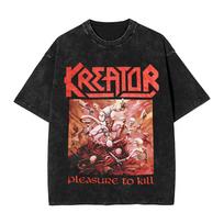 kreator  tour T Shirt Hip Hop Washed Cotton Harajuku TShirt  Vintage for Unisex Women Streetwear Graphic Tees S