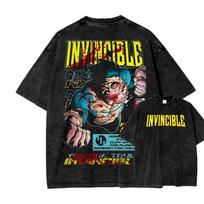 Classic Superhero Anime Invincible Unisexga Graphic Print Tee Unisex Women Soft Retro Washed Cotton Tshirt New Fashion Oversized Top S