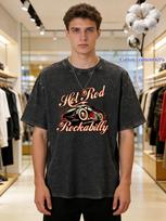 Vintage Washed DIY Print t Shirt Unisex Street Dance Clothing  Trendy Sports Apparel Cartoon Graphic Tee S