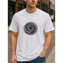 European Sizes Spiral Pattern Geometric Logo - Cool Design Style, Suitable for All Seasons, Pure Cotton T-shirt for Men, S įvairiaspalvis