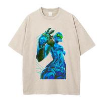 Stone Free Jolyne Printed Tee Anime JoJos Bizarre Adventure Clothing Men Women Retro Washed Tshirts Harajuku Cotton T Shirt S