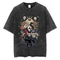 Washed Vintage Game Hollow Knight Graphic Tshirt Men Fashion Casual Oversized Short Sleeve Tshirts Unisex Retro Cotton T Shirt S