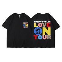 Y2K Hip-Hop Streetwear Harry Styles Love on Tour Print Cotton T-shirt Casual Loose Short Sleeve Fashion Tops Unisex Fans Gift S įvairiaspalvis