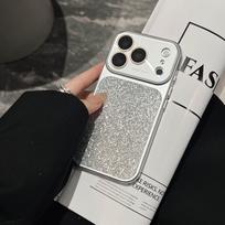 Glitter Silver Case for Apple iPhone 17 Pro Max, 16, 14/15 with Large Window 14 Pro