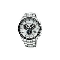 CITIZEN Eco-Drive serijos Panda spalvos radijo bangomis valdomas laikrodis Saulės energija maitinamas kvarcinis Plieninis dirželis Vyriškas laikrodis Sidabrinis ciferblatas CB5874-90A mėlyna