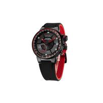 CITIZEN Red Magic Eco-Drive palydovinis laikas, saulės energija maitinamas kvarcinis, odinis dirželis, , 44 mm vyriškas laikrodis, juodas ciferblatas CC3079-11E juoda