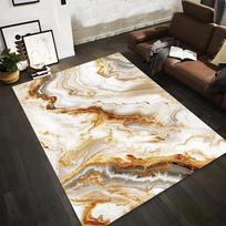 Luxury Marble Pattern Area Rug with Gold and White Swirl Design Suitable for use as an anti-slip for living room bedroom sofas 40x60cm( 15x23in )