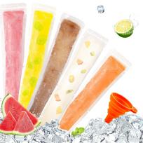 100 Disposable Ice Popsicle Bags Free Freezer Tubes With Zip Seals Snacks,Yogurt Sticks,Ice Candy Pops Comes and Funnel 7.5x2in