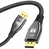 Kabel Przewód Displayport 1.4 8K 60Hz 4K 240Hz 2M W Oplocie Freesync G-Sync