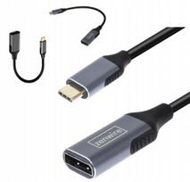 Kabel Usb-C Displayport 1.2 Żeński Adapter 4K 60Hz Full Hd Przewód Mhl 1M