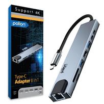 Hub Usb-C 2*Usb-A + 2*Usb-C + Rj45 + Hdmi + Sd/Tf