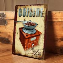 1 piece: Vintage coffee grinder tin painting, American country style kitchen decorative painting, dining room wall hanging, nost (as the picture,20x30cm)