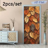 2pcs autumn maple leaf fallen leaf wall stickers, simulated leaf stickers, living room bedroom entrance decoration stickers, rem (as the picture,38.5x200cmx2)