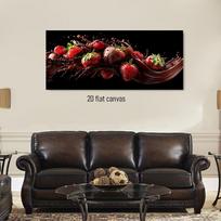 1pcs high-definition modern minimalist fruit decoration painting chocolate strawberry restaurant kitchen wall decoration canvas (as the picture,50x100cm No Frame)