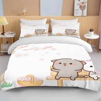 Bubu Dudu Bear 3D Printed Duvet Cover Set Comforter Bedding Set Cover Pillowcase Soft Zipper Quilt Set for Children Teens Single 135x200cm