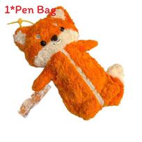 Plush Fox Pencil Case With Cartoon Design For Students And Gift Use