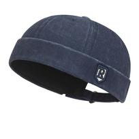 New Brimless Hip Hop Hat Cotton Adjustable Men Skullcap Multicolor Beanie Street Hat Unisex tamsiai mėlyna spalva