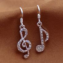 New Music Note Drop Earrings Fashion Accessories Crystal Dangle Earrings Jewelry Women Gift sidabras