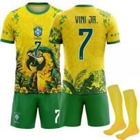 2026 FIFA Pasaulio taurė Brazilija Papūga #7 VINI JR. Sportinių treniruočių marškinėlių ir kojinių komplektas paaugliams, vaikams, suaugusiems Futbolo aprangos rinkiniai 16