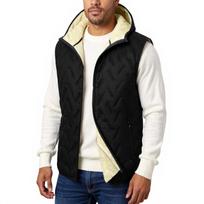 Men's Quilted Sleeveless Hooded Vest with Full Zip Closure and Side Pockets Suitable for Layering and Outdoor Wear L juoda