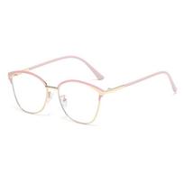 Women's INS Style Metal-Frame Anti-blue Light Eyeglasses Vintage Style Cat-Eye Plain Eyeglasses Design Popular Metal Eyeglasses