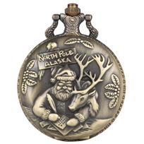 Vintage Bronze Christmas quartz pocket watch Men Women Necklace Wall Clock Arabic digital dial Exquisite clock children's gift bronza