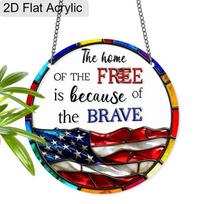 2D Flat Acrylic USA 250th Anniversary Suncatcher, American Flag Round Window Hanging Decor, Patriotic Memorial Day Ornament (as the picture,7.87inches)