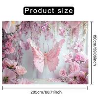 2D Dreamy Pink Floral Butterfly Backdrop Wedding Ceremony Photography Background 47.2x31.5inch/120*80cm