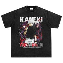 Tokyo Ghoul Anime Tshirt Ken Kaneki Graphic T Shirt Vintage Washed Oversized Cotton Men Women Clothing Short Sleeve Tees Tops S