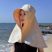 Simple Wide-Brimmed Shawl Fisherman Hat Full Face Sun Protection Adjustable Sunshade Sun Hat Thin Lightweight Mask Hat Travel XS（old） smėlis