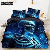 Grim Skull Bedding Set Cartoon Halloween Comforter Sets Double Queen King Twin Full Size Duvet Cover Set Kids Girls 135x200cm