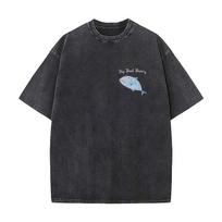 naujas Big Bad Barry Žuvies Iliustracija Oversize Trumpomis Rankovėmis Laisvi Streetwear Trumpomis Rankovėmis Viršutiniai Marškinėliai S gray