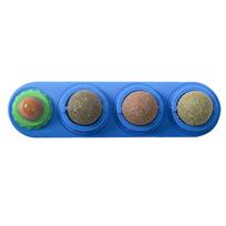 Catnip Balls and Rotating Cat Toy with Treat Lollipop Stick Interactive Pet Toy for Cats Single Pack without Box One Size mėlyna