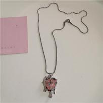 Gothic Pink Cross Heart Pendant Chain Choker Necklace For Women Egirl Hip Hop Punk Charms Aesthetic Jewelry EMO Accessories
