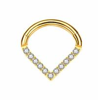 1PC G23 Titanium Hoop CZ Heart Septum Helix Piercing Nose Rings Tragus Cartilage Hinged Segment Earrings Perforated Jewelry gift 1.2x8mm auksas
