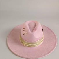 Western-style wide-brimmed velvet fedora, hand-stitched playing card embellished felt hat, cowboy hat, Panama hat, new style. M56-58CM