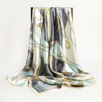 Moteriška šilkinė kvadratinė skara Lady Bandana Galvos apdangalas Satininis Foulard Moteriškas didelis Hidžabo kaklaskarės kaklaskarės Pashmina 2021 galvos juosta One Size