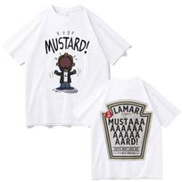 Rapper Kendrick Lamar Mustard T-shirt Fashion Hip Hop Vintage Short Sleeve T-shirts Men's Women Casual Oversized Cotton T Shirts S įvairiaspalvis