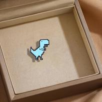 Pixel Style Jurassic Little Dinosaur Brooch Universal Cartoon Animal Metal Badge Clothes Bag Scarf Accessories Brooch Pin mėlyna