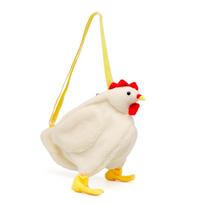 Moterims miela paštininko rankinė pliušinė animacinio viščiuko formos petinė rankinė su elastiniu dirželiu OneSize balta