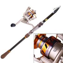 Meškerės rinkinys 1,8–2,7 M anglies teleskopinis kotas ir 13+1BB metalinės spiningo ritės žvejybos reikmenys 1.8m Rod 10 Reel