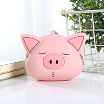 Pink Pig monetų piniginė Mini silikoninė maža monetų piniginė Moteris raktų krepšys piniginė vaikams dovanų paketas  Bluetooth  ausinių krepšys