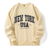 Niujorko JAV įst. 1788 m. gatvės miesto raidės gobtuvai, unisex mados, naujoviški gobtuvai, klasikinės tendencijos, megztiniai, laisvi, negabaritiniai, megztiniai L