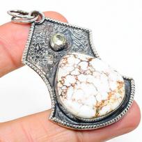 Natural Wild Horse, Citrine Gemstone 925 Sterling Silver Pendant 2.56  D4v95