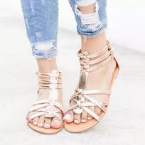 Moteriški sandalai Romos batai 2024 vasara Nauji plokščiapadžiai šlepetės Lauko paplūdimio kasdieniai moteriški batai Bohemiški moteriški šlepetės Zapatos Mujer 35 auksas