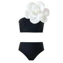 New Printed One-piece Swimsuit Women's Suit French Retro Belly-covering Chiffon Skirt Swimsuit S