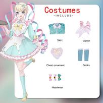 Ysir Needy Girl Overdose Anime Cosplay ChaoTianJiang Tarnaitės Apranga Kostiumai Pilnas Komplektas XXL žalsvai mėlyna